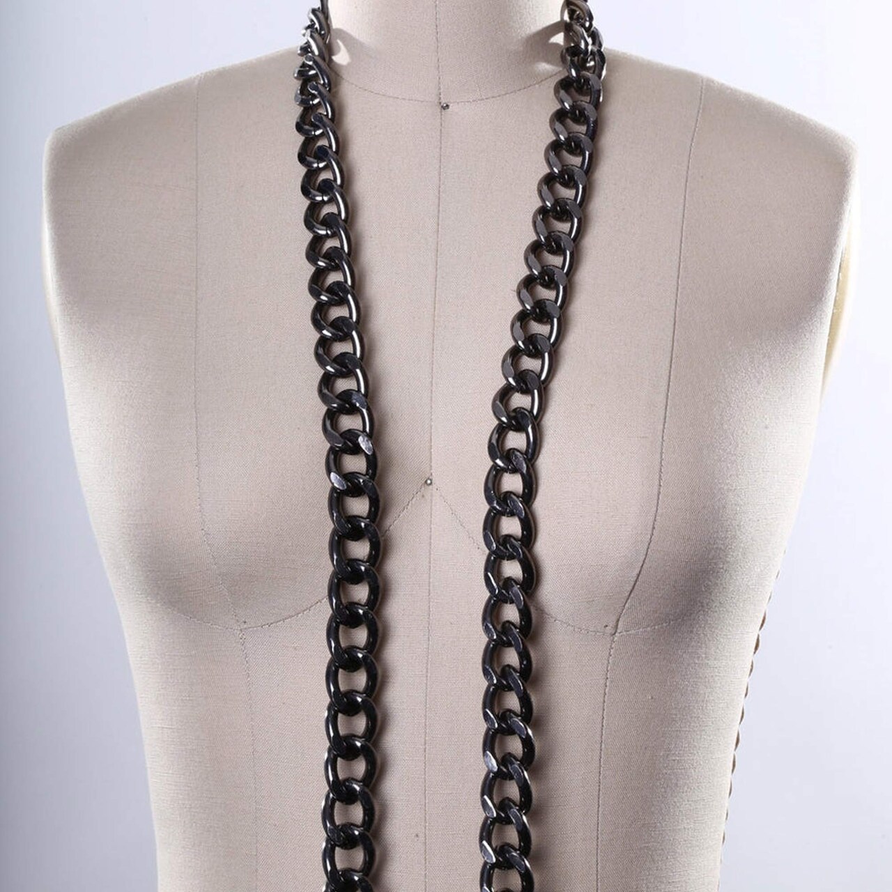 1 Yard 12mm Gray Glossy Finish Metal Chain Trim for Jewelry and Bag Straps